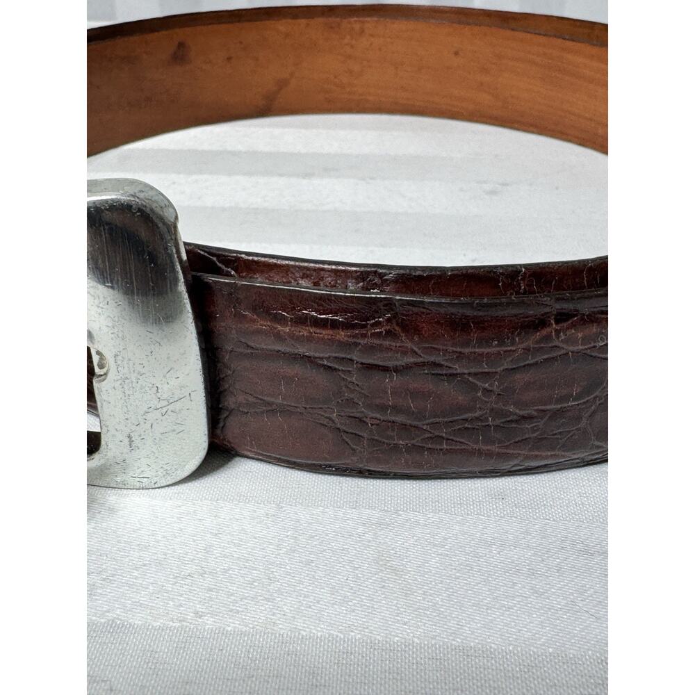 Martin Dingman Cordovan Crocodile Grained Italian Calfskin Leather Belt Size 40
